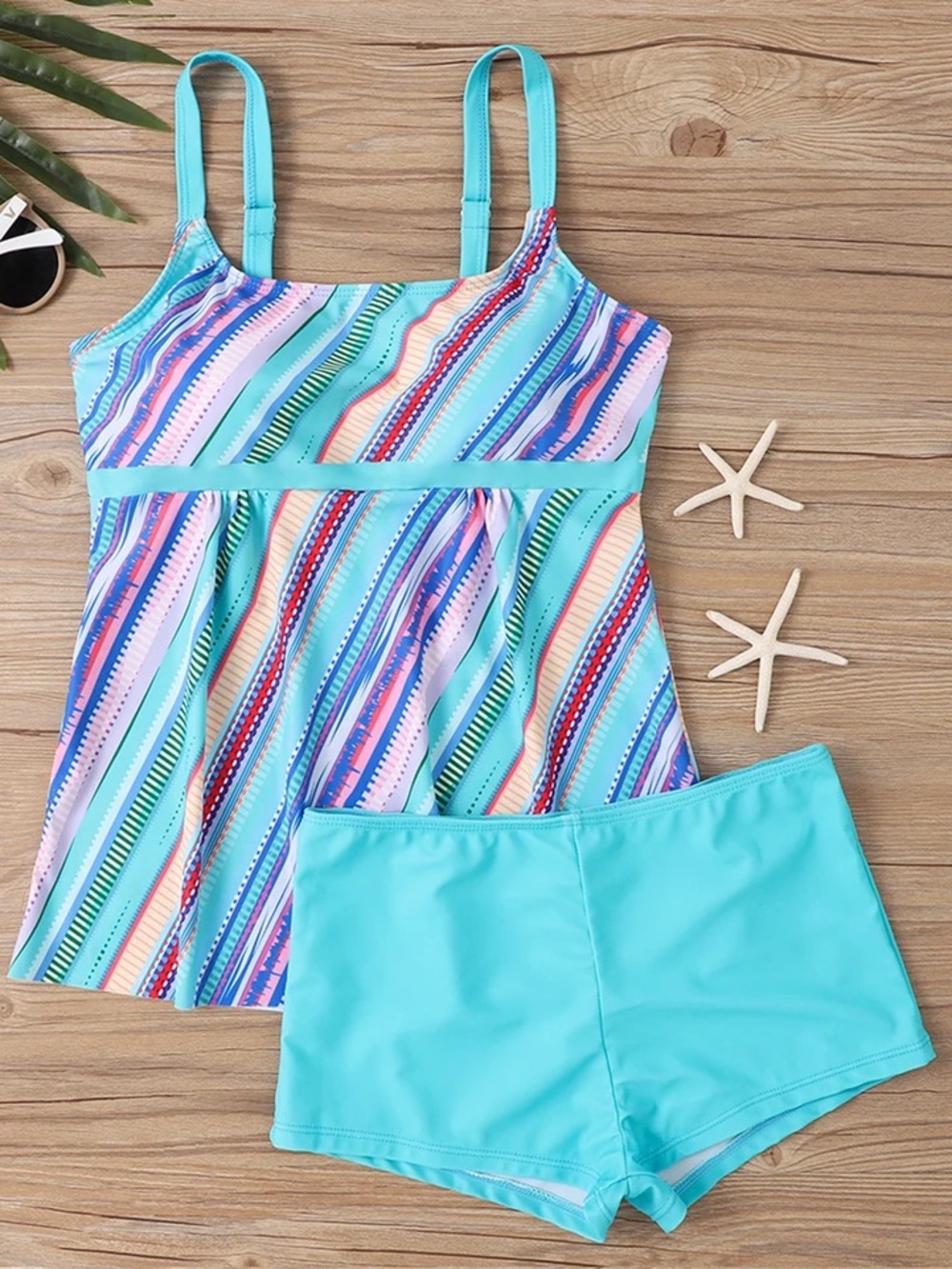 🌊 NWOT Tankini Swimsuit Set – Turquoise Multicolor Print